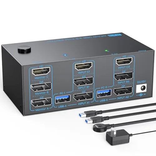 8K KVM Switch für 3 Monitore und 2 PCs
