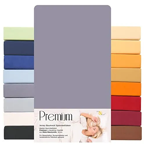 aqua-textil Premium Spannbettlaken 180x200-200x220 cm dunkel grau Baumwolle Bettlaken Betttuch Elastan Spannbetttuch