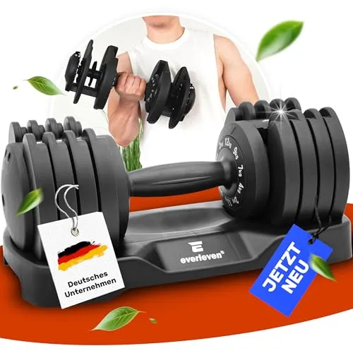 EVERLEVEN Verstellbare Kurzhantel 12kg – Platzsparend & Sicher