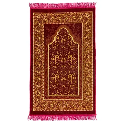 homeart Muslimischer Gebetsteppich, weicher Plüsch, dünn, Janamaz, Sajada, betender Teppich, islamisches Geschenk für Männer und Frauen, Ramadan-Eid-Hajj-Geschenk