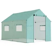 furnicato Polytunnel-Gewächshaus 200 x 300 x 200 cm in Grün - Optimiere deine Anbausaison mit dem robusten Polytunnel-Gewächshaus. Der verzinkte Stahlrahmen und die PE-Abdeckung bieten stabilen Schutz für deine Pflanzen. Mit hochrollbaren Türen für einfachen Zugang und Belüftung.