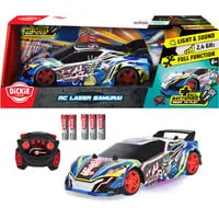 Dickie Toys RC Auto Laser Samurai - 22 cm Ferngesteuertes Auto mit Licht & Sounds - RC-Modelle: Das RC Laser Samurai begeistert Kinder ab 6 Jahren mit starken Licht- & Sound-Funktionen und einer max. Geschwindigkeit von 10 km/h. Perfekt für spannende Autorennen!