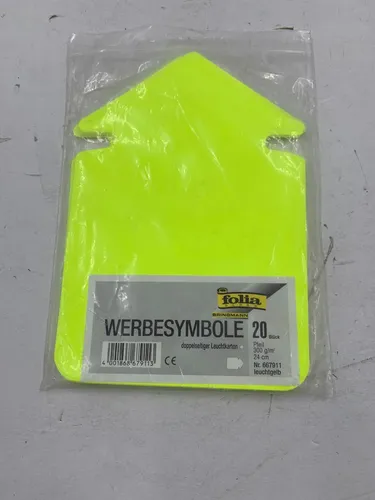 Folia Werbesymbol doppelseitiger Leuchtkarton Nr. 667911 leuchtgelb 20 Stück