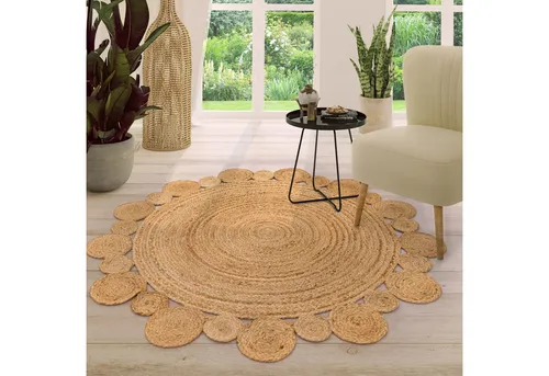 TT Home Teppich Diele, Esszimmer, Flur, Kinderzimmer, Schlafzimmer, Wohnzimmer, Rund, Höhe: 9 mm, Wohnzimmer Teppich Rund Kurzflor Hangefertigt Modern Unifarben Cutout