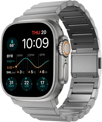 Nomad Armband für Smart Watch 49/46/45/44 mm - Uhrenarmbänder aus hochwertigem Titan in Silber, kompatibel mit mehreren Smart Watch Modellen und mit 1 Jahr Herstellergarantie.