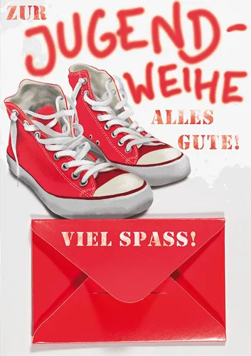Jugendweihe - Geldgeschenkkarte – Glückwunschkarte im Format 11,5x17cm mit Umsch