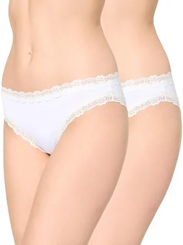 Nur Die Lace Slip 2er-Pack Invisible – Nahtlose Damen Slips mit Spitze Unsichtbar & Seamless weiche leichte Mikrofaser Damen Unterhosen