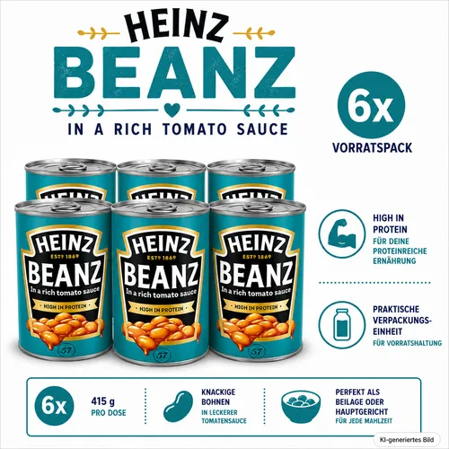 Heinz Baked Beans in Tomatensauce 415g (6er Pack) von Heinz