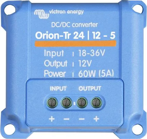 Victron Energy Orion-Tr 24/12-5 DC/DC-Wandler - Kfz & Fahrrad, effizienter DC/DC-Wandler mit über 95% Ladeeffizienz und wartungsfreier Montage für zuverlässige Leistung.