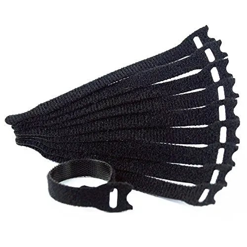 Klettkabelbinder 10 cm schwarz Back-to-Back beidseitig beidseitiges Klettband wiederverwendbar 10 x