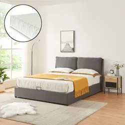 [en.casa] Polsterbett Lunner 160 x 200 cm - Doppelbett mit bequemer Kaltschaummatratze und großem Stauraum unter dem Lattenrost für eine ordentliche Schlafumgebung. Elegantes Design für ein modernes Schlafzimmer.