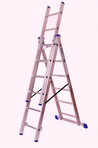 Szagato Schiebeleiter 3x6 Stufen - 3,2m Aluminium - Leitern mit 4in1-Funktion: Stehleiter, Anstellleiter und mehr, hohe Belastbarkeit von 150 kg, TÜV/GS geprüft, ideal für Profis und Heimwerker.