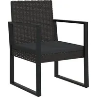 vidaXL Gartensessel mit Kissen, Schwarz Poly Rattan - Essstuhl für den Außenbereich, witterungsbeständig und pflegeleicht mit robustem Stahlrahmen und komfortablem Sitzkissen für entspannte Stunden im Garten oder auf der Terrasse.