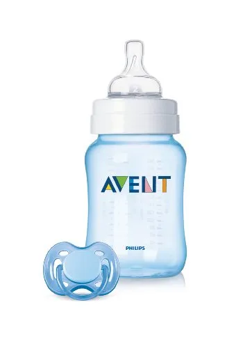 Philips Avent SCD683/19 Geschenkset, klassische Flasche und ein Freeflow Beruhigungssauger, für Jungen, blau