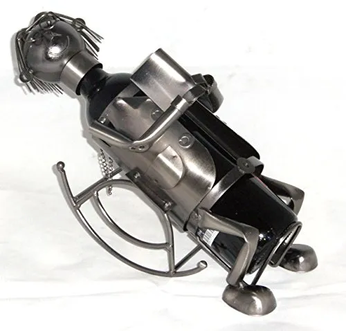 Trendagentur KEPPLINGER Flaschenhalter Metall - Relax und Auszeit im Schaukelstuhl - Größe B=24cm H=20,5cm T=14cm - Dekorativer Flaschenhalter für den passenden Anlass