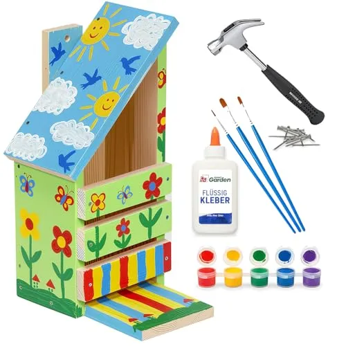 ITA DIY Futterhaus für Eichhörnchen - Kreatives Bastelset für Kinder - Futterstationen für Wildvögel - Fördere die Kreativität deines Kindes mit diesem kompletten Bausatz aus natürlichem Holz, inklusive Farben und Werkzeug für ein spannendes Handwerkserlebnis.