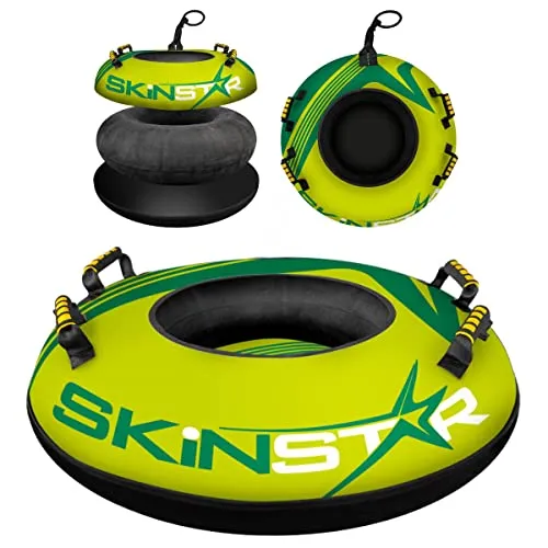 SkinStar Aufblasbare Schlitten Snow Tube Schlitten Bob Rodel Reifen Schneereifen Snowtube mit Griffen Ø100cm Green