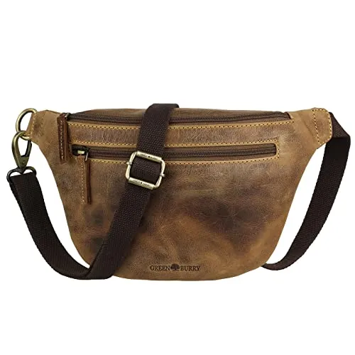 Greenburry Gürteltasche Vintage aus Leder - Gürteltasche aus hochwertigem Leder, ideal für stilvolle Auftritte. Praktische Größe für Wertsachen und perfekter Begleiter für Reisen.