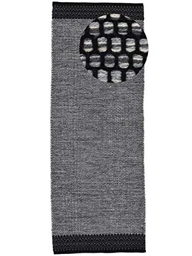 carpetfine Baumwollteppich Kelim Mia Läufer Grau 75x240 cm - Teppiche, hochwertiger Baumwollteppich, pflegeleicht und ideal für Wohn- und Schlafzimmer, auch für Fußbodenheizung geeignet.