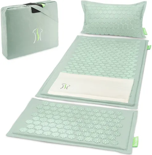 BACKLAXX ® Akupressurmatte XL mit Kissen - Akupressurmatte zur Massage und Entspannung von Nacken und Schulter, bietet 120% mehr Fläche für effektive Schmerz- und Verspannungslinderung.