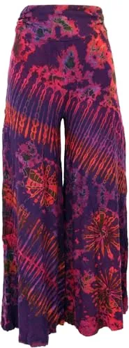 Weite Batikhose, Unikat Boho Schlaghose, Yogahose, Marlenehose - beere