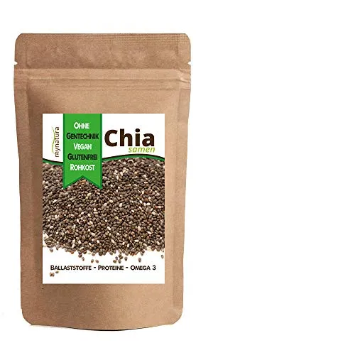 Mynatura Chia Samen 1x 1000g I Chiasamen I Pflanzlich (Salvia hispanica L.) I Rohkostqualität I ohne Zusätze I Salat I Smoothie I Ernährung I Diät I (1x 1000g Beutel)