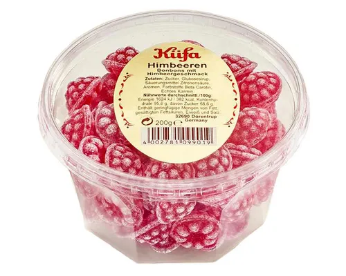 KUEFA Süßigkeit, Küfa Himbeeren Fruchtbonbons mit leckerem Himbeergeschmack 200g