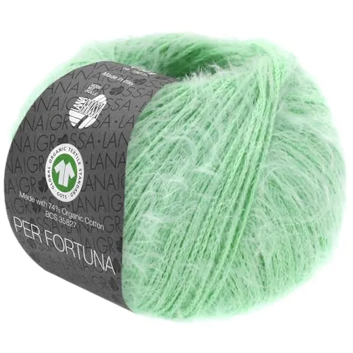 LANA GROSSA Per Fortuna GOTS | Leichtes Sommerflauschgarn mit Baumwolle | Handstrickgarn aus 74% Baumwolle (Bio) & 26% Polyamid | 50g Wolle zum Stricken & Häkeln | 190m Garn FB 48