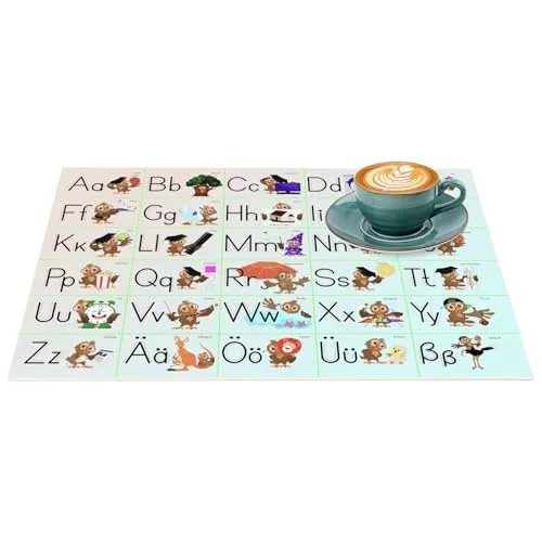 Tischset Platzset Platzdeckchen waschbar PVC für Kinder mit Lerneffekt 1 Stück - Alphabet 35x50cm - Essen & Lernen parallel