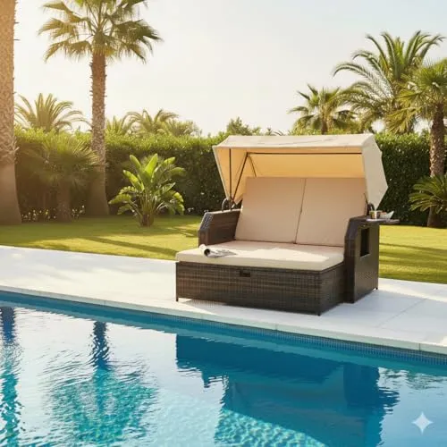 Mucola Strandkorb Sonnenliege mit Dach von Mucola