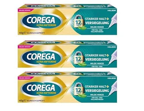 bellaton 3x Ultra Haftcreme 3D Corega Starker Halt für Prothesen á 40g Rundumschutz