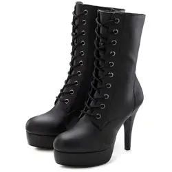 LASCANA BELLE AFFAIRE Schnürstiefelette Damen, Gr. 36, schwarz - Wanderschuhe mit sexy Design und innen liegendem Reißverschluss für einfachen Einstieg. Perfekt kombinierbar zu Jeans oder Dirndl, mit einem stilvollen Plateauabsatz von 11 cm.