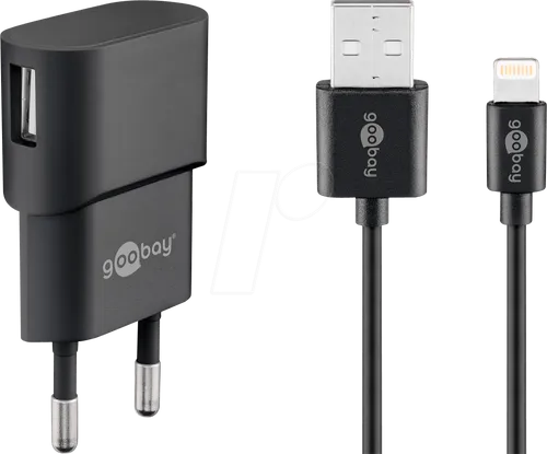 GOOBAY 45294 - USB-Ladegerät, 5 V, 1 A, Lightning, schwarz