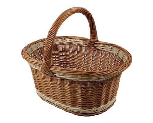 natuleo by pokuc Großer Einkaufskorb aus Weide - Handgefertigter ovaler Einkaufskorb aus naturbelassener Weide (52x39x40 cm) – ideal für den täglichen Einkauf. Praktisch und stilvoll, mit robustem Design für vielseitige Einsätze.