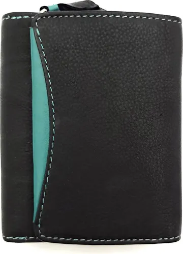 Jockey Club echt Leder Damen Geldbörse Portemonnaie Geldbeutel schwarz petrol