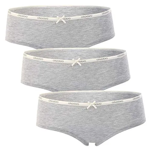 Celodoro Damen Panties Lady (3er Pack), Hipster Panty mit dezentem Webgummi - Grau XL