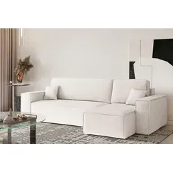 Kaiser Möbel Ecksofa BEST mit Schlaffunktion und Bettkasten, L-Form Ecru - Beige - Sofa in L-Form mit Schlaffunktion und praktischem Bettkasten, ideal für gesellige Abende und Übernachtungen. Hochwertiger Stoff Neve mit angenehmer Oberfläche für modernen Wohnkomfort.