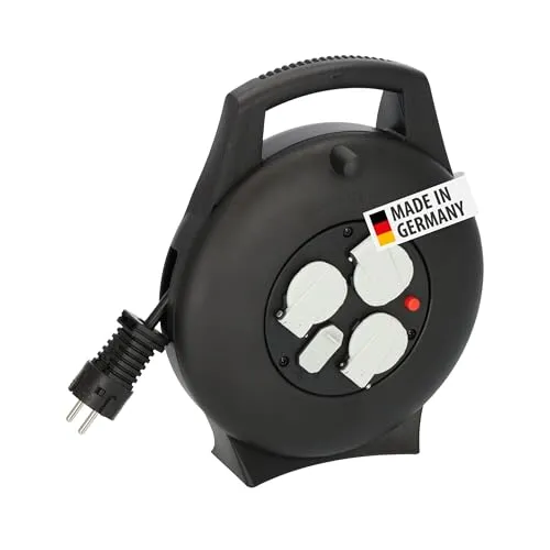 Brennenstuhl Kabelbox Vario Line VL2-X 3-fach black 10m - Kabeltrommeln mit 3-fach Steckdosen, 10m Kabellänge und praktischem Kabelmanagement für Ordnung und Sicherheit im Haushalt oder Büro.