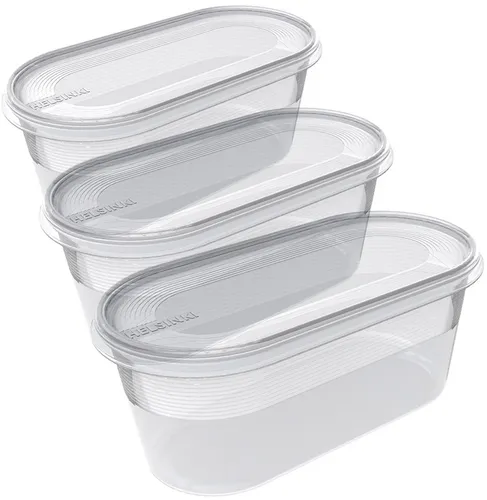 plast team Gefrierdosen-Set Helsinki 0,8 Liter 3er Set transparent