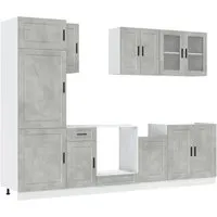 vidaXL 8-tlg. Küchenschrank-Set Kalmar in Betongrau - Küchenunterschränke mit elegantem Design, viel Stauraum und verstellbaren Füßen für optimale Anpassung an Ihre Kücheneinrichtung.