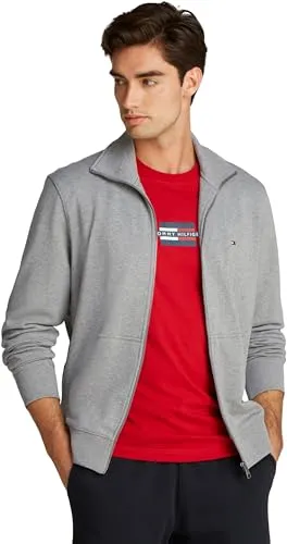 Tommy Hilfiger Herren Sweatshirt Essential Terry mit Reißverschluss - Hochwertiges Herren Sweatshirt aus 100% Baumwolle mit Stehkragen, ideal für Alltag und Entspannung. Zeitloses Design und hoher Tragekomfort, perfekt als Geschenk.