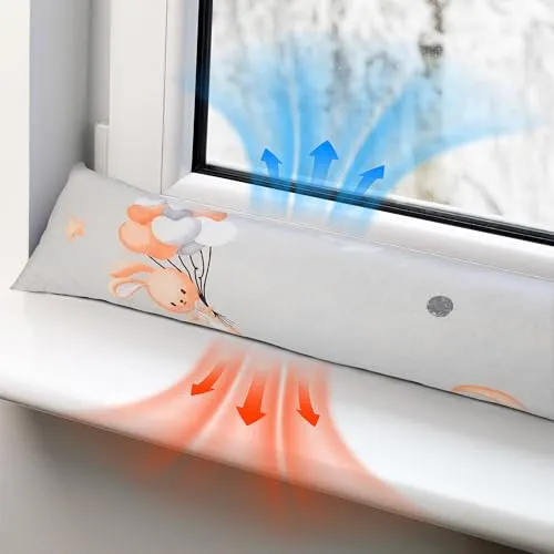 Totsy Baby Zugluftstopper für Türen und Fenster Stopper Türdichtung 90 cm Seitenschläferkissen Umrandung oder Tür Luftzugstopper Schalldämmung Windstopper Türluftstopper Baumwolle Oeko-tex Kaninchen