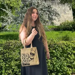 Domelo Jute Handtasche kleine Jutetasche vegane Einkaufskorb mini Tragetasche - Beige