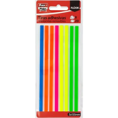 Fixo Notes | Markierungsstreifen | Neonfarben | 160 Streifen | 5 x 135 mm | transluzenter Kunststoff | Repositionierbar | Perfekt zum Markieren und Markieren von Seiten von Notizen und Oppositionen