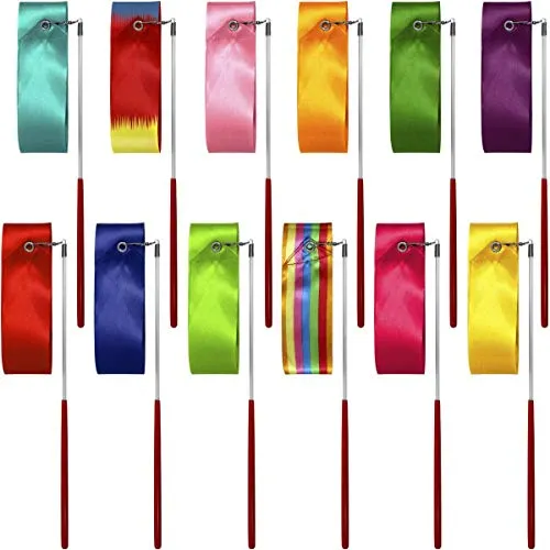Produktbild CampTeck U7151 2 m Rhythmische Sportgymnastik Band, Schwungband, Turnband, Tanzbänder -Mehrfarbig -12er Pack
