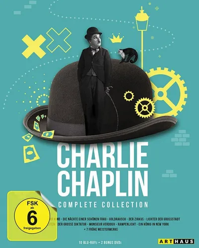 Charlie Chaplin - Complete Collection: 10-Blu-ray + 2-DVD Box - Filme: Erleben Sie die gesamte Slapstick- und Komödien-Kunst von Charlie Chaplin in einer hochwertigen Box mit Blu-rays und DVDs.