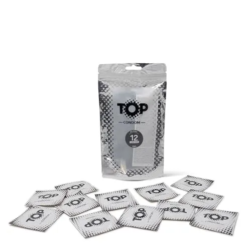TOP Kondome 12 Stück Packung, XXL, natürlich und gefühlsecht, aus Latex, mit Reservoir, Durchmesser 53 mm, für Männer