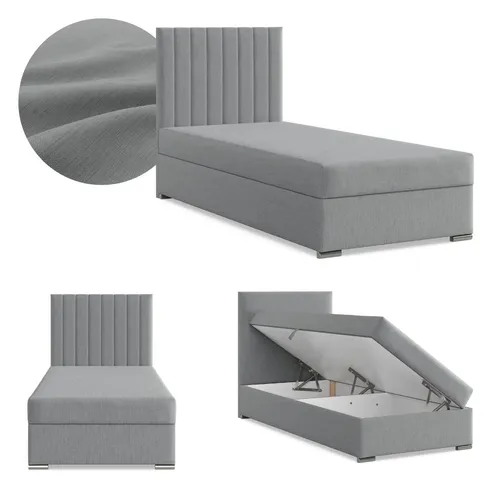 Mebligo Boxbett Hellgrau 90x200 cm – Elegantes Boxspringbett für Schlafzimmer