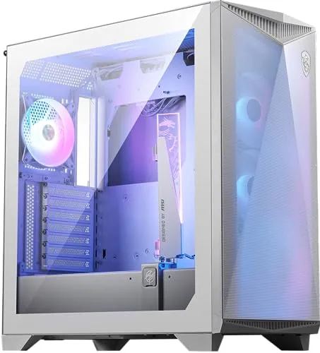 MSI MPG GUNGNIR 300R Airflow White Mid-Tower PC-Gehäuse - E-ATX Kompatibilität, maximale Kühlung und ARGB-Grafikkartenständer für optimale Leistung