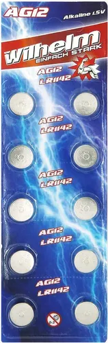 X Wilhelm AG12 LR43 - L 1142 - 186 - V12GA Qualitätsbatterien 1,5 V Alkaline 10